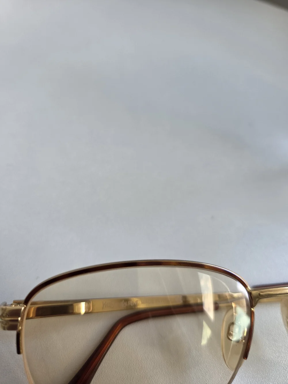 YSL Gold Tortoise Half Rim Eyeglasses
